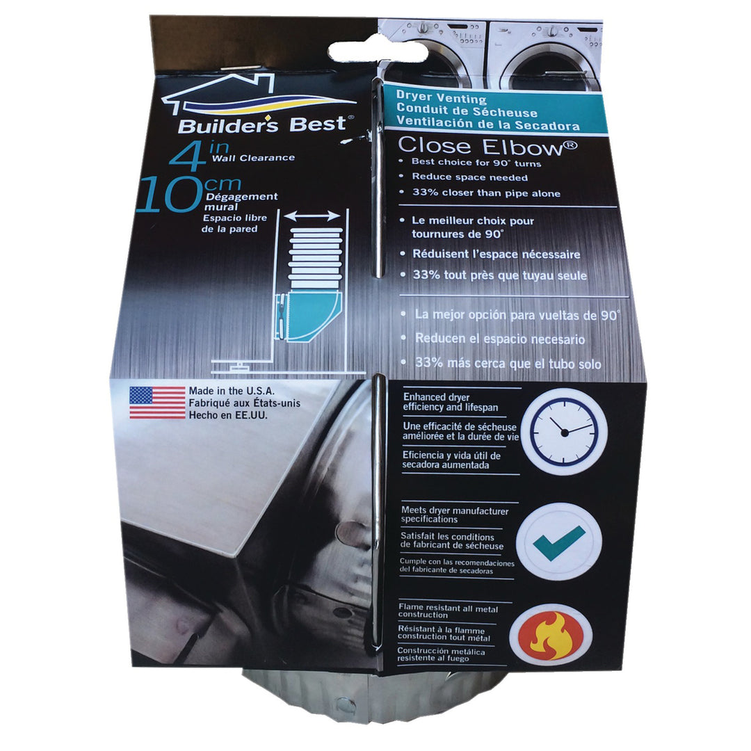 Builder's Best Close Elbow 4 In. 90-Degree Dryer Vent Elbow with Rotating Snap-Lock Fittings - view 3