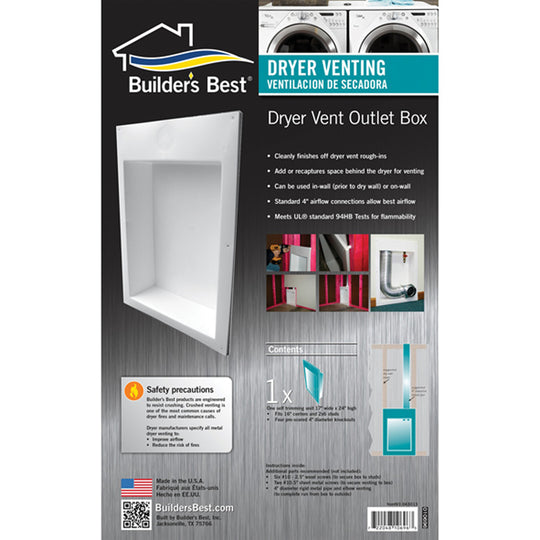 Builder's Best Saf-T-Duct Recessed Dryer Vent Outlet Box, White - view 7