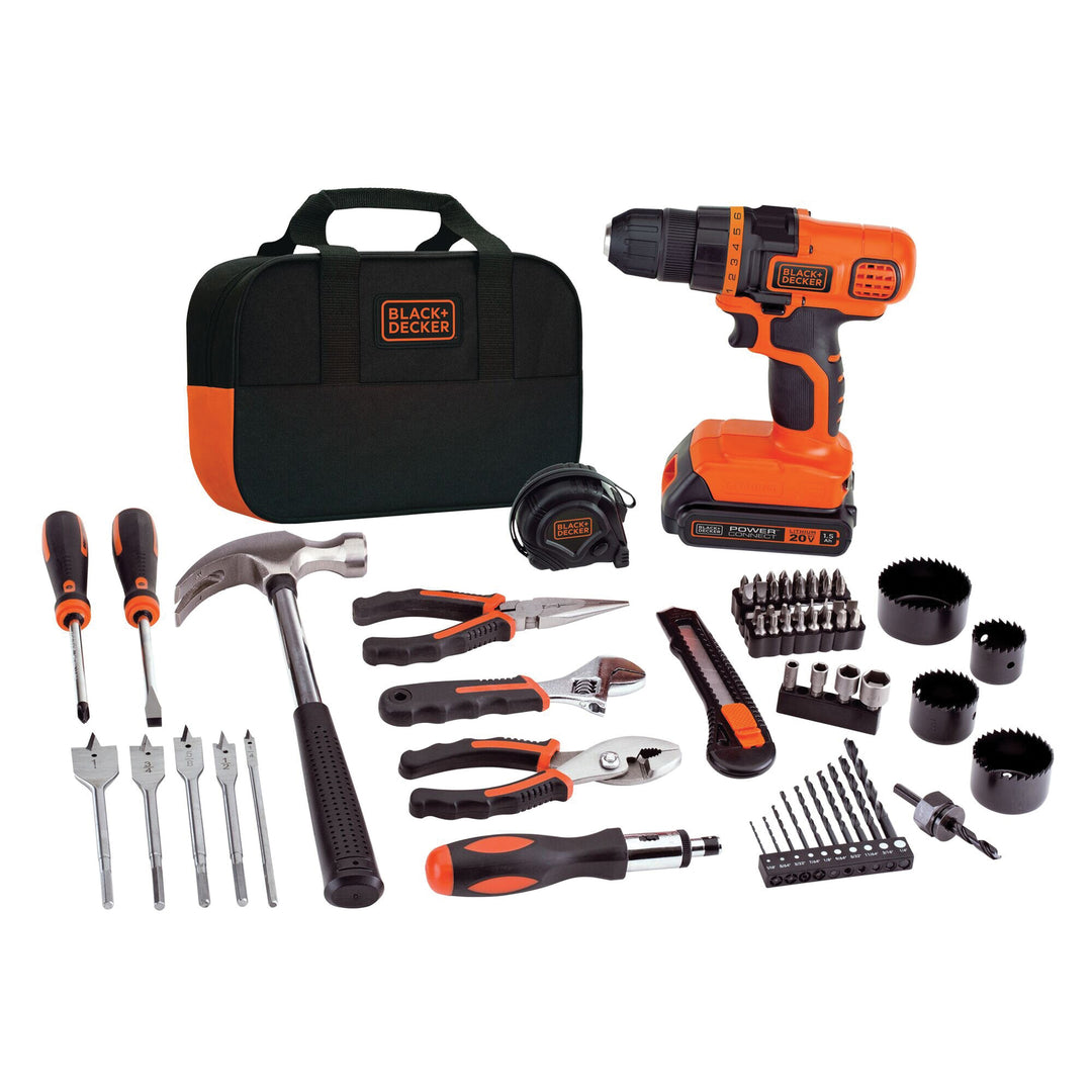 BLACK+DECKER 20V MAX Cordless Drill/Driver with 68-Piece Project Kit and Bag