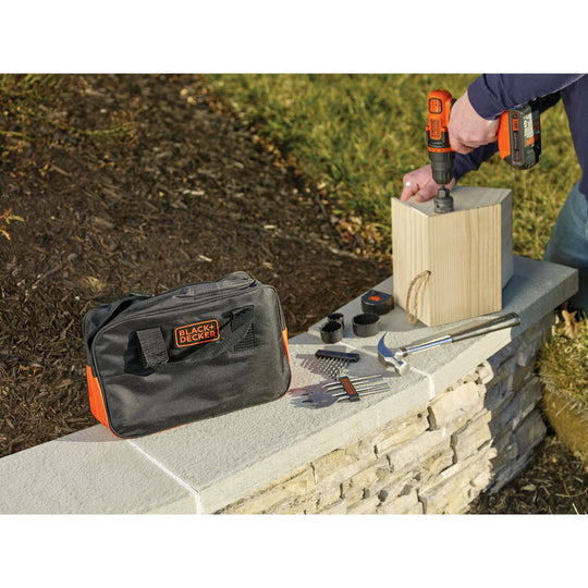 BLACK+DECKER 20V MAX Cordless Drill/Driver with 68-Piece Project Kit and Bag - view 3