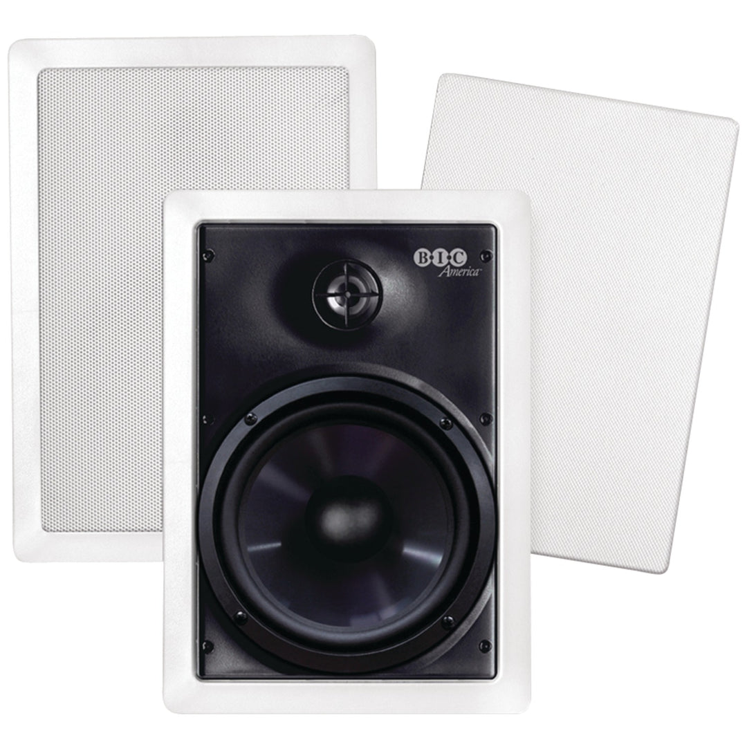 BIC America Muro 6.5-In. 2-Way Weather-Resistant In-Wall Speakers with Pivoting Tweeter, 150W, Pair