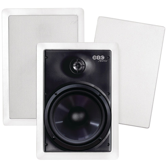 BIC America Muro 6.5-In. 2-Way Weather-Resistant In-Wall Speakers with Pivoting Tweeter, 150W, Pair