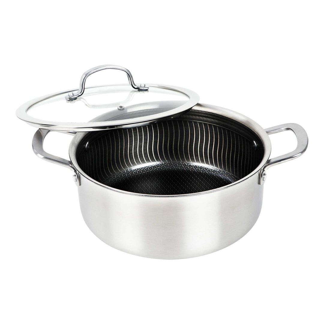 Brentwood 5 Qt. 3-Ply Hybrid Nonstick Stainless Steel Dutch Oven with Glass Lid