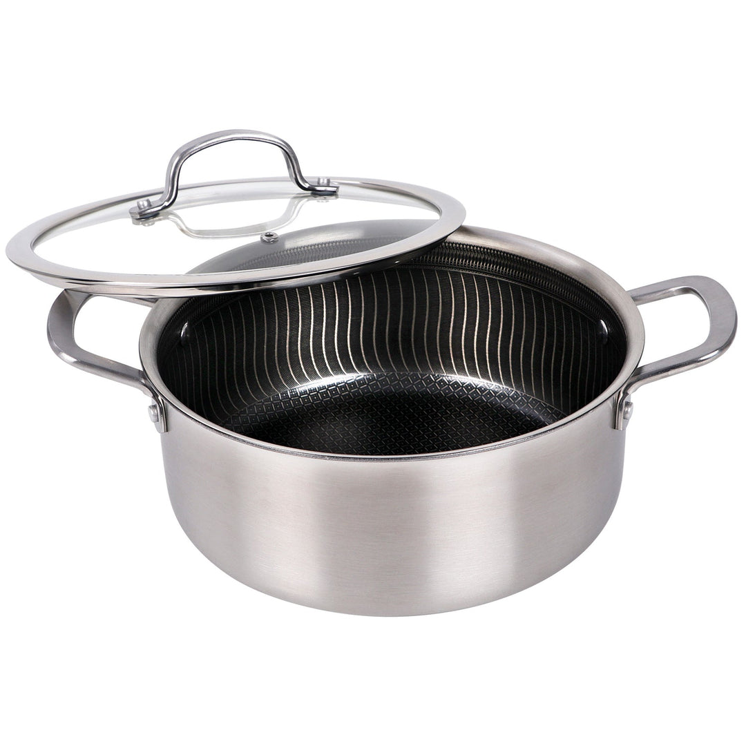 Brentwood 5 Qt. 3-Ply Hybrid Nonstick Stainless Steel Dutch Oven with Glass Lid - view 2