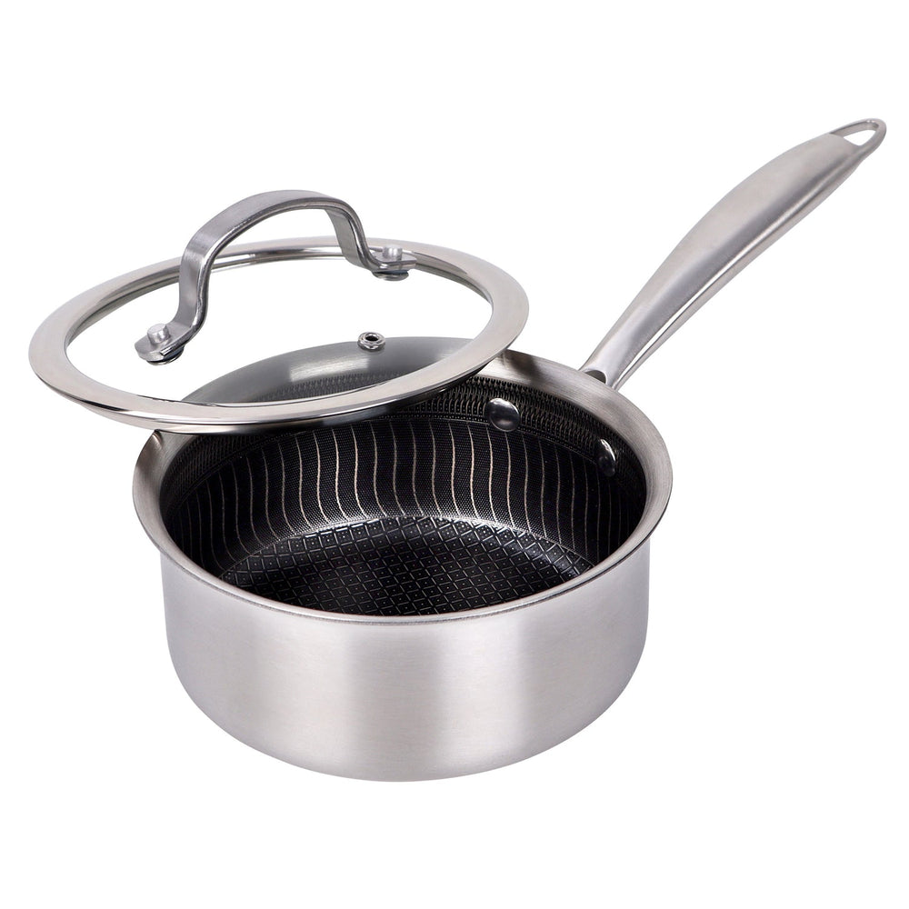 Brentwood 1.5 Qt. 3-Ply Hybrid Nonstick Stainless Steel Saucepan with Glass Lid - view 2