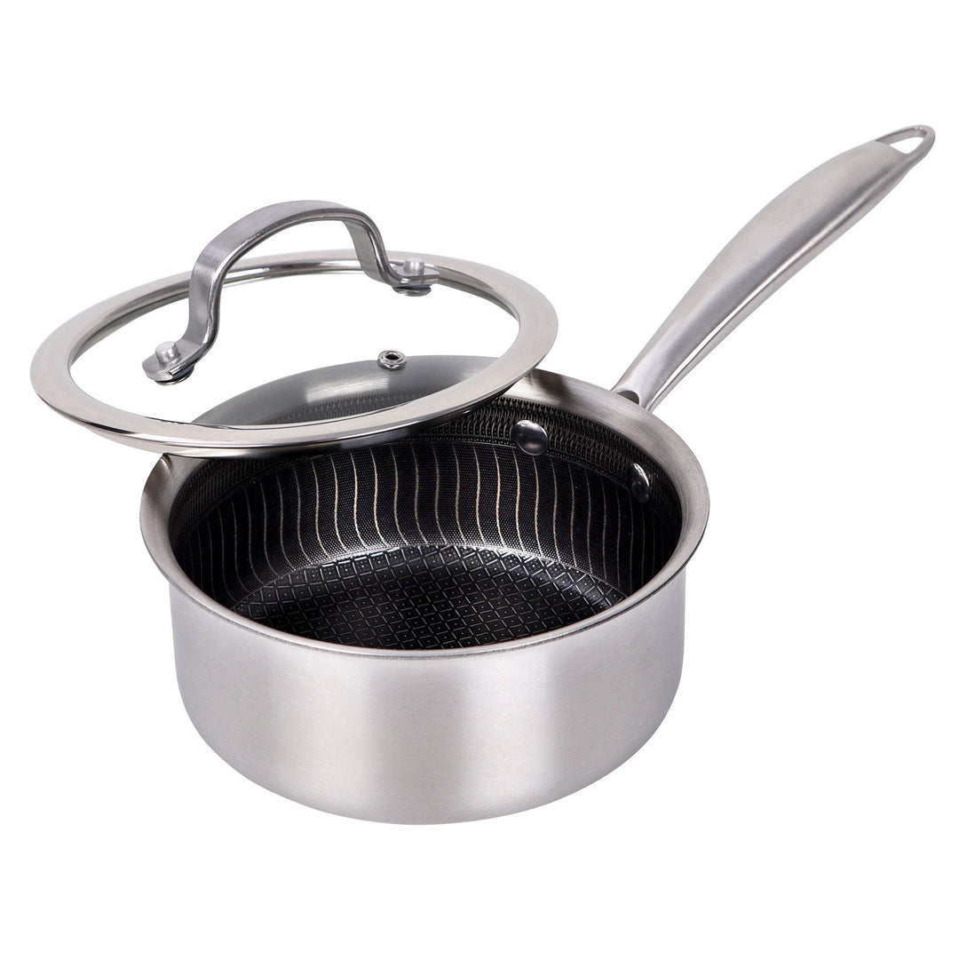 Brentwood 1.5 Qt. 3-Ply Hybrid Nonstick Stainless Steel Saucepan with Glass Lid - view 2