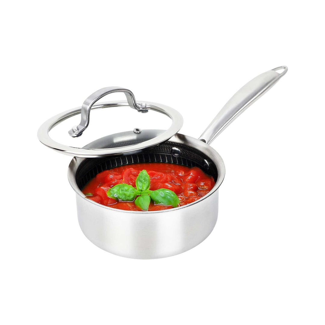 Brentwood 1.5 Qt. 3-Ply Hybrid Nonstick Stainless Steel Saucepan with Glass Lid - view 3