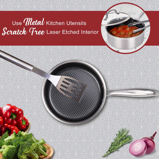Brentwood 1.5 Qt. 3-Ply Hybrid Nonstick Stainless Steel Saucepan with Glass Lid - view 5
