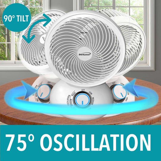 Brentwood 6 In. 3-Speed Oscillating Desktop Air Circulator Fan, White - view 6