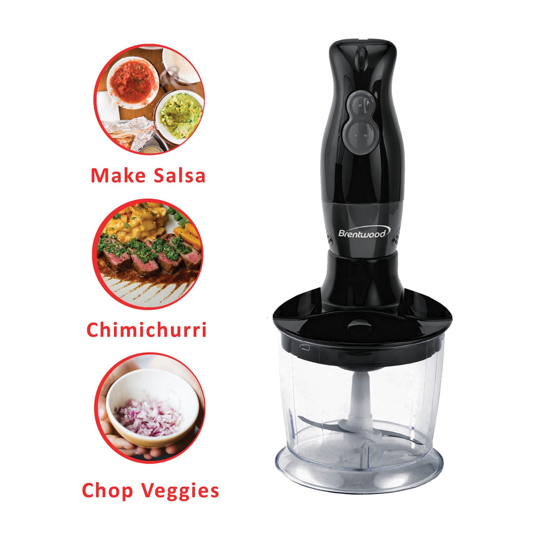 Brentwood 2-Speed Immersion Hand Blender with Chopper Bowl & Balloon Whisk, Black - view 4