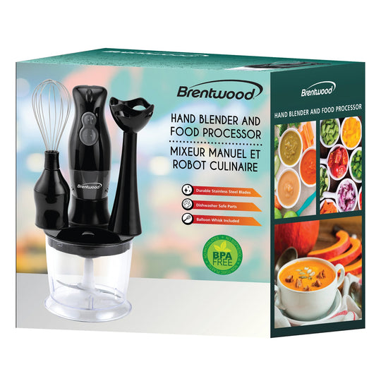 Brentwood 2-Speed Immersion Hand Blender with Chopper Bowl & Balloon Whisk, Black - view 6