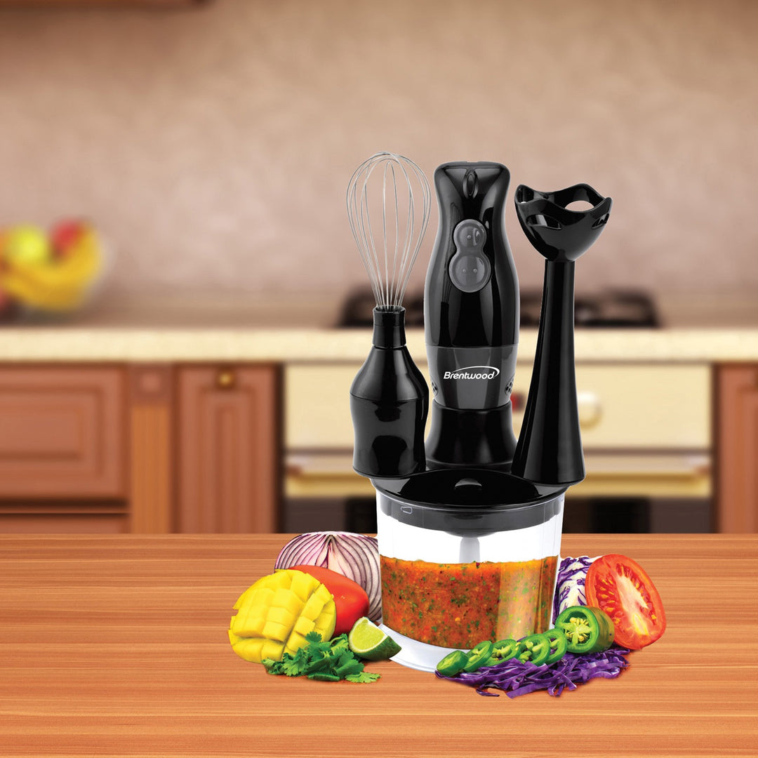 Brentwood 2-Speed Immersion Hand Blender with Chopper Bowl & Balloon Whisk, Black - view 7