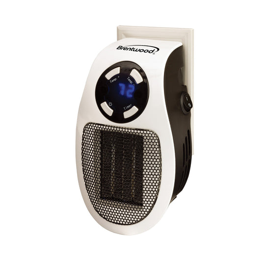 Brentwood 350W Plug-In Wall Outlet Ceramic Space Heater with Digital Thermostat & 12-Hr Timer - view 2