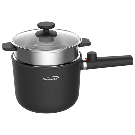 Brentwood 1.6 Qt. 600W Electric Hot Pot with Stainless Steamer, Straight Handles - view 2