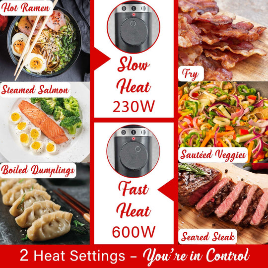 Brentwood 1.6 Qt. 600W Electric Hot Pot with Stainless Steamer, Straight Handles - view 5