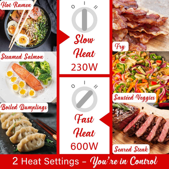 Brentwood 1.6 Qt. 600W Electric Hot Pot with Stainless Steamer, Angled Handle - view 5