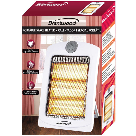 Brentwood 1,000W Portable Quartz Space Heater, White - view 6