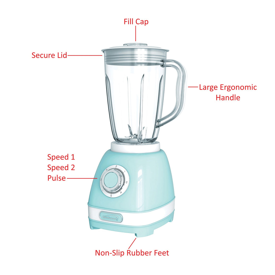 Brentwood 50 Oz. 2-Speed 550W Retro Blender, Blue - view 3