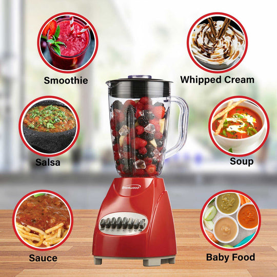 Brentwood 42 Oz. 12-Speed 350W Blender with Glass Jar - Red - view 5