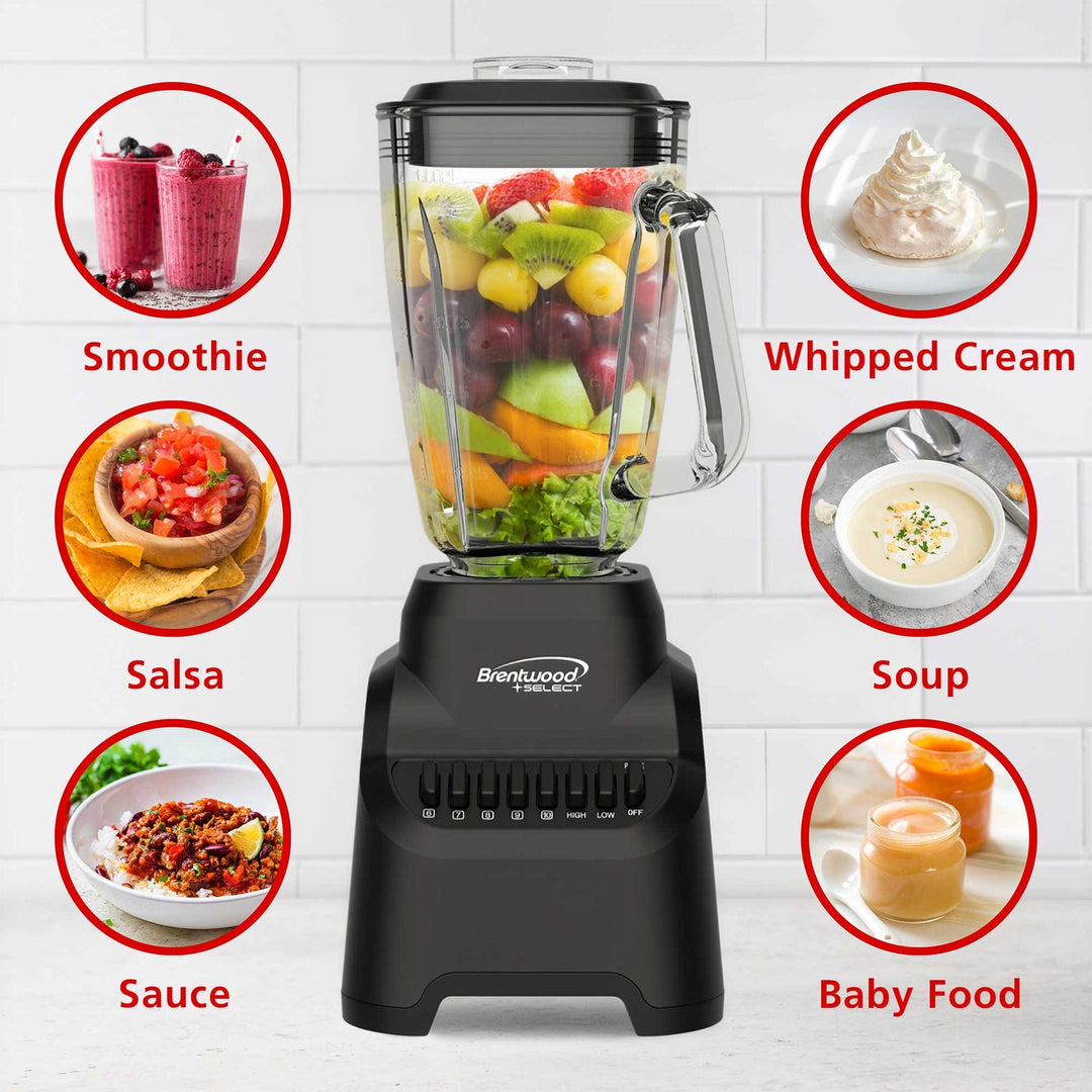 Brentwood Select 5.3-Cup 500W 10-Speed Glass Jar Blender, Black - view 3
