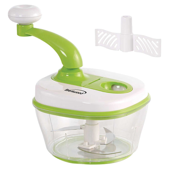 Brentwood Manual Food Processor with 8-Cup Container and Paddle Mixer, Green