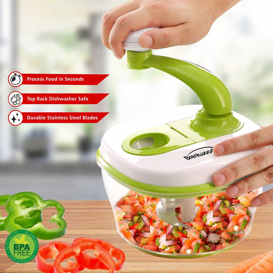 Brentwood Manual Food Processor with 8-Cup Container and Paddle Mixer, Green - view 3
