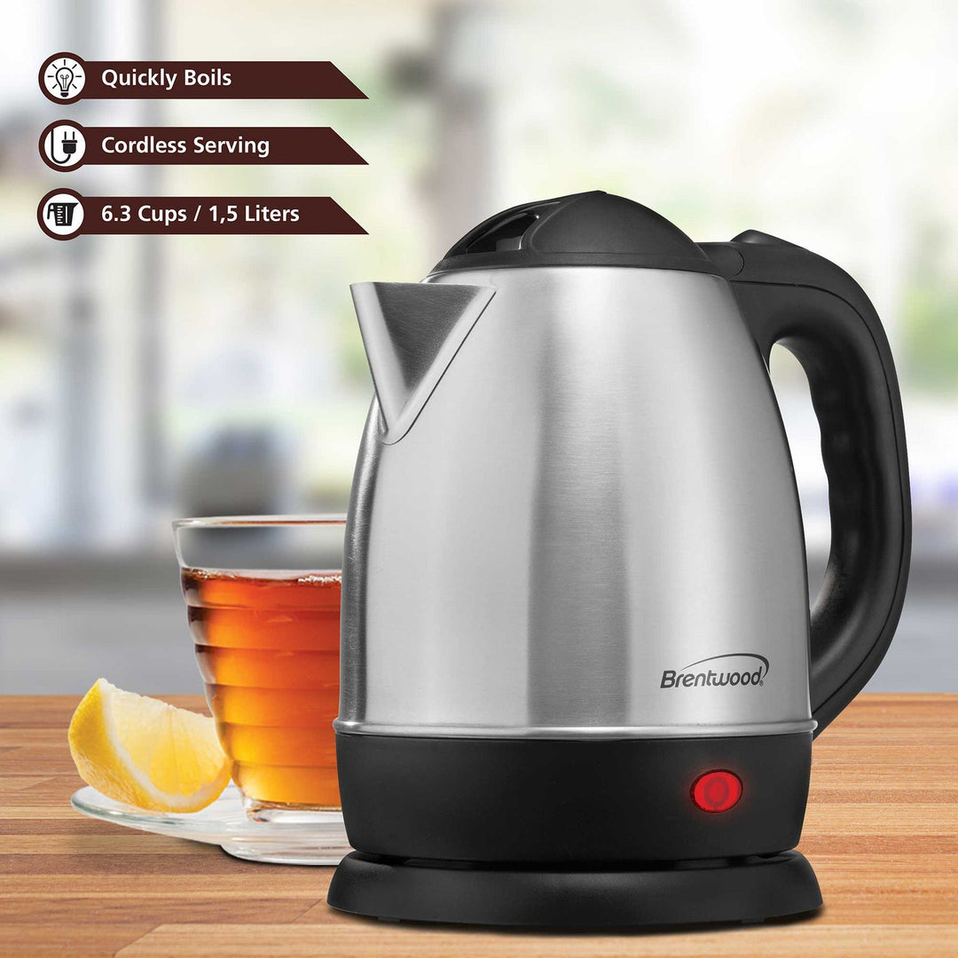Brentwood 1.58 Qt. Stainless Steel Cordless Electric Kettle - view 3