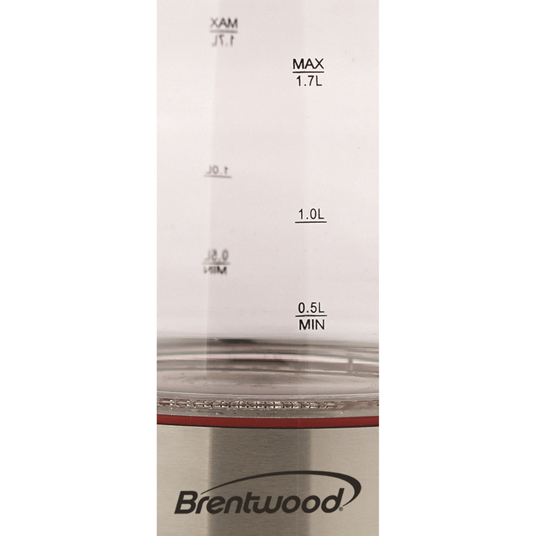 Brentwood 7-Cup 1,100W Cordless Glass Electric Kettle, Red - view 4