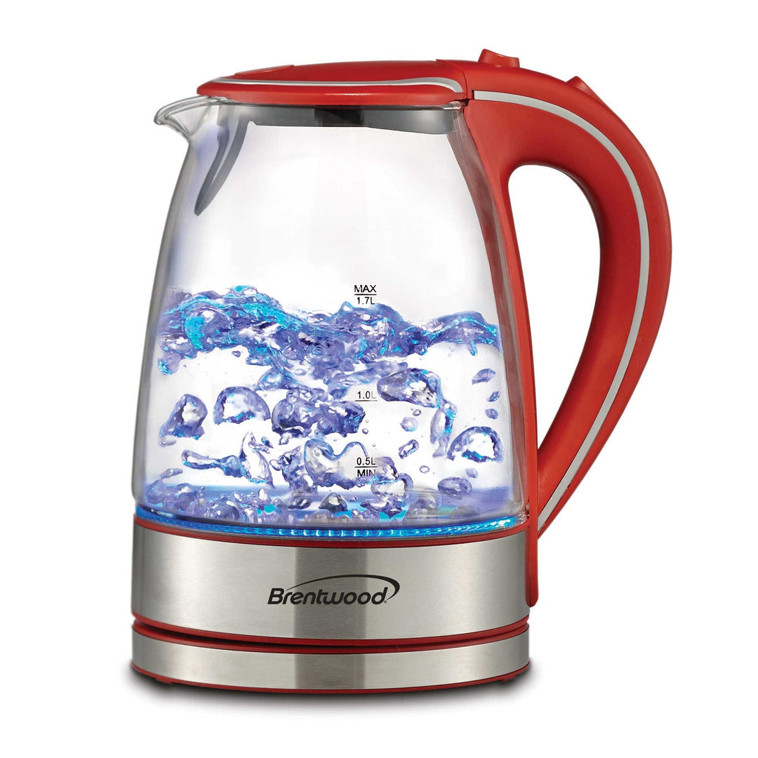 Brentwood 7-Cup 1,100W Cordless Glass Electric Kettle, Red - view 5