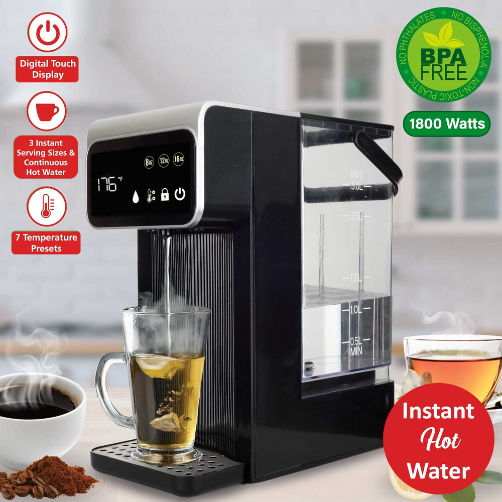 Brentwood 2.7 Qt. 1,800W Digital Instant Hot Water Dispenser, Black - view 2
