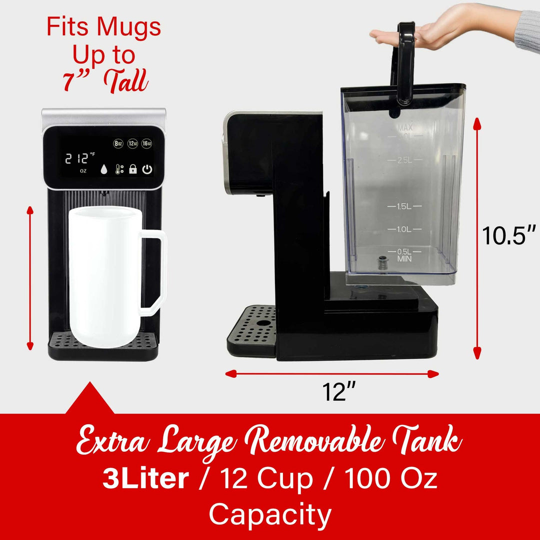 Brentwood 2.7 Qt. 1,800W Digital Instant Hot Water Dispenser, Black - view 3