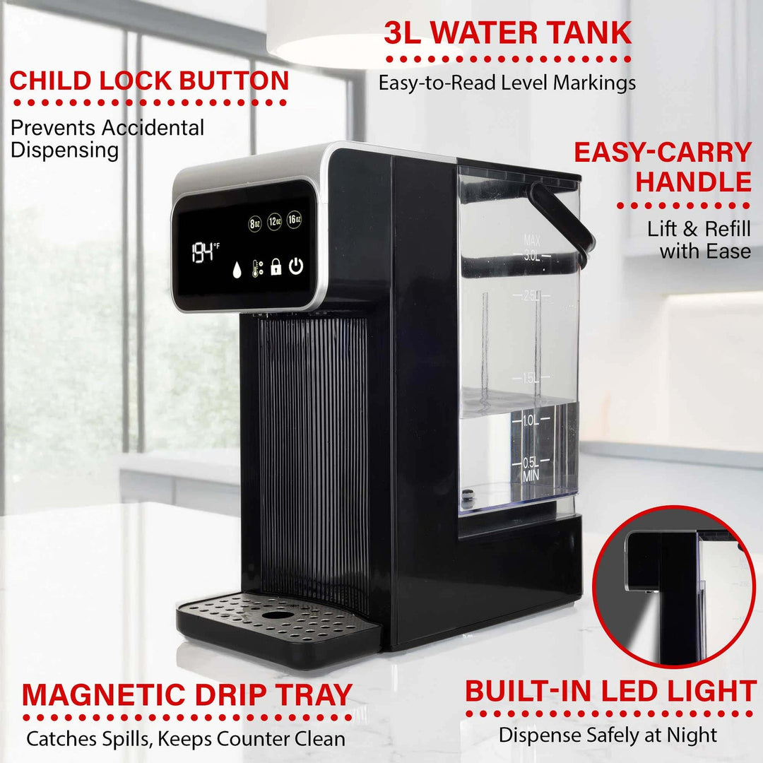 Brentwood 2.7 Qt. 1,800W Digital Instant Hot Water Dispenser, Black - view 7
