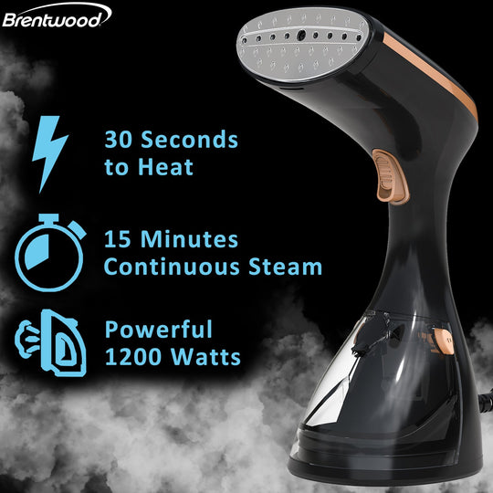 Brentwood 1,200W Handheld Garment Steamer with Stainless Steel Soleplate, Black - view 4
