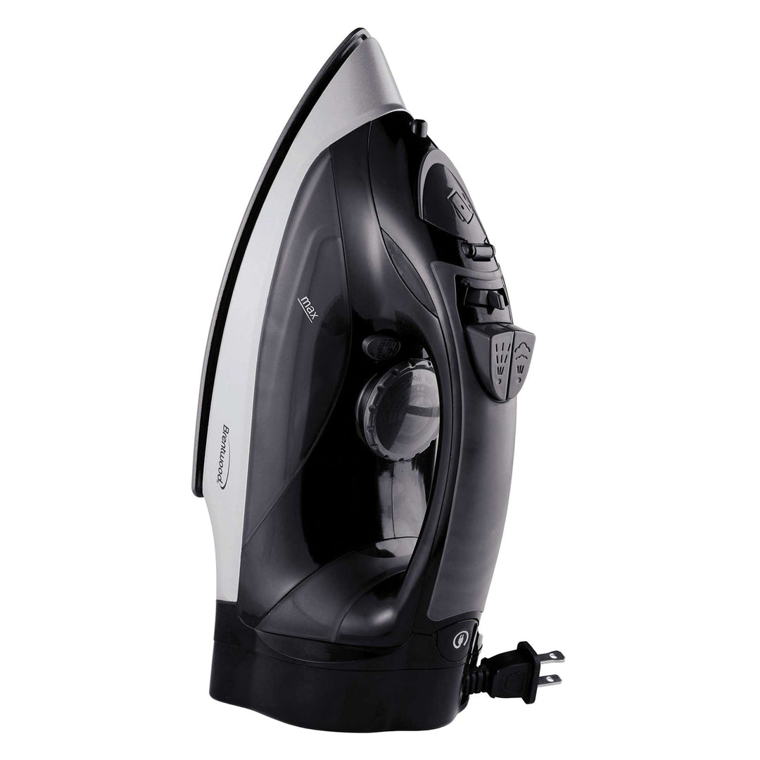 Brentwood 1,200W Nonstick Steam Iron with Retractable Cord - Black