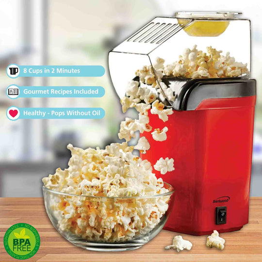 Brentwood 8-Cup 1,200W Hot Air Popcorn Maker, Red - view 2