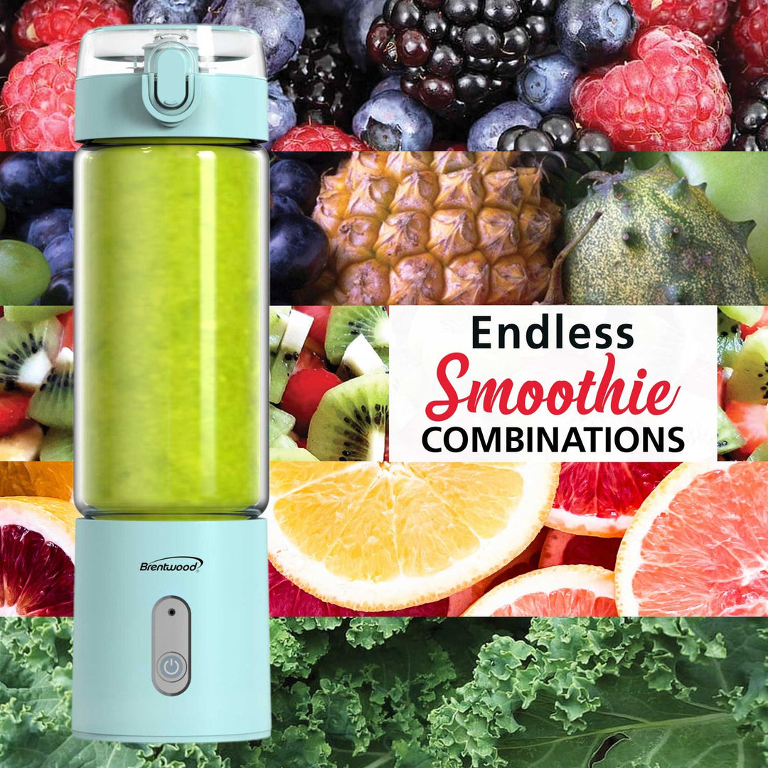 Brentwood 17 Oz. Portable USB Rechargeable Glass Blender - Blue - view 6