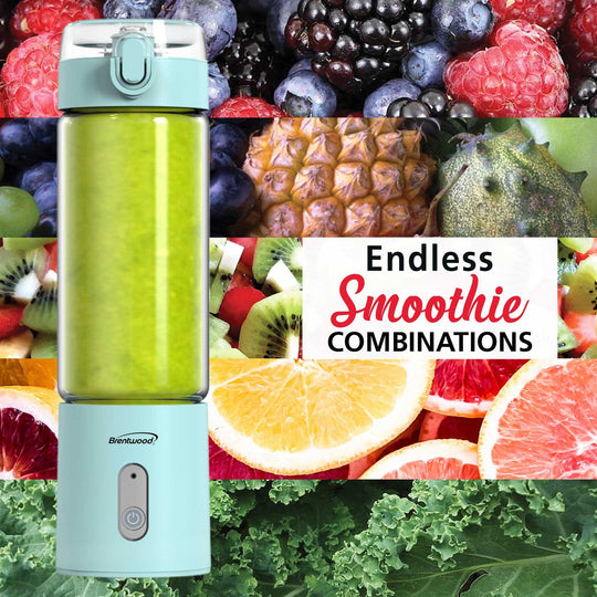 Brentwood 17 Oz. Portable USB Rechargeable Glass Blender - Blue - view 6