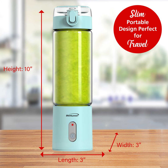 Brentwood 17 Oz. Portable USB Rechargeable Glass Blender - Blue - view 7