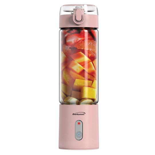 Brentwood 17 Oz. Portable USB Rechargeable Glass Blender - Pink