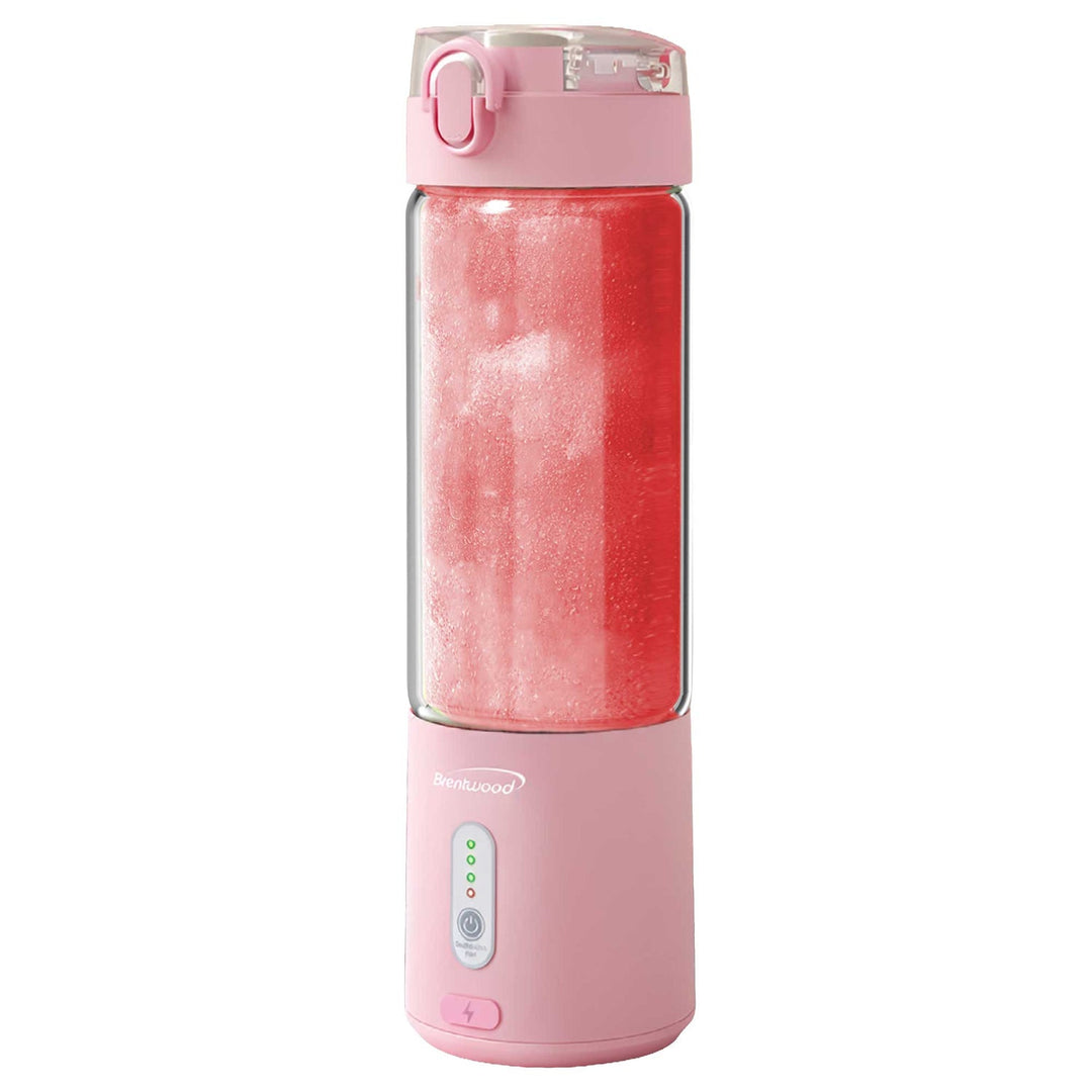 Brentwood 17 Oz. Portable USB Rechargeable Glass Blender - Pink - view 2
