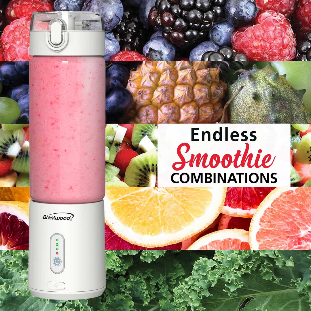 Brentwood 17 Oz. Portable USB Rechargeable Glass Blender - White - view 6