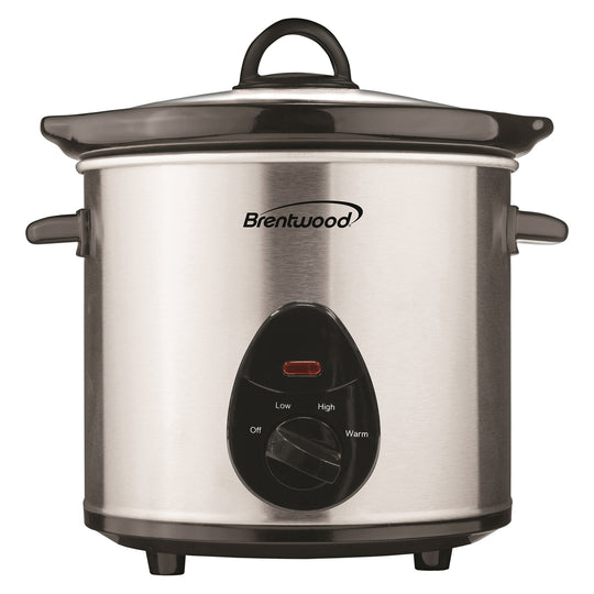 Brentwood 3 Qt. Slow Cooker with Ceramic Pot, Stainless Steel