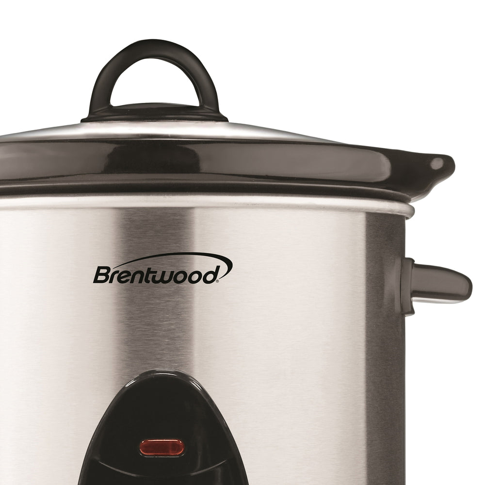 Brentwood 3 Qt. Slow Cooker with Ceramic Pot, Stainless Steel - view 2