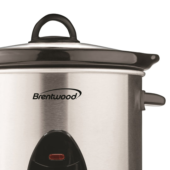 Brentwood 3 Qt. Slow Cooker with Ceramic Pot, Stainless Steel - view 2