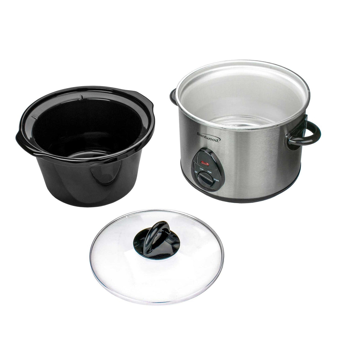 Brentwood 3 Qt. Slow Cooker with Ceramic Pot, Stainless Steel - view 6