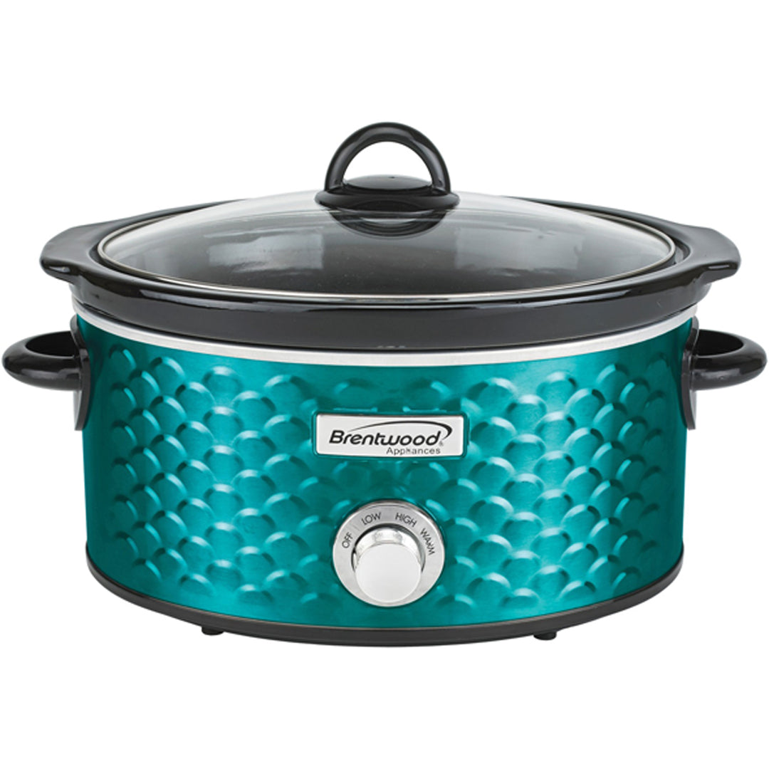 Brentwood 4.5-Qt. Scallop-Pattern Slow Cooker with Ceramic Pot, Blue