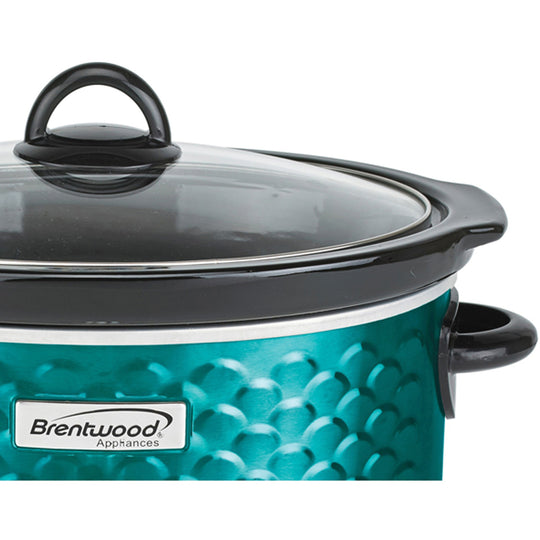 Brentwood 4.5-Qt. Scallop-Pattern Slow Cooker with Ceramic Pot, Blue - view 3