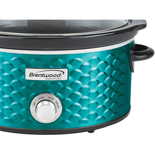 Brentwood 4.5-Qt. Scallop-Pattern Slow Cooker with Ceramic Pot, Blue - view 4
