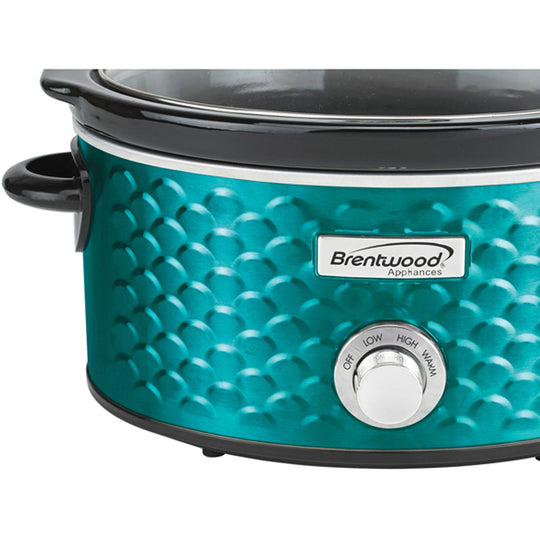 Brentwood 4.5-Qt. Scallop-Pattern Slow Cooker with Ceramic Pot, Blue - view 5