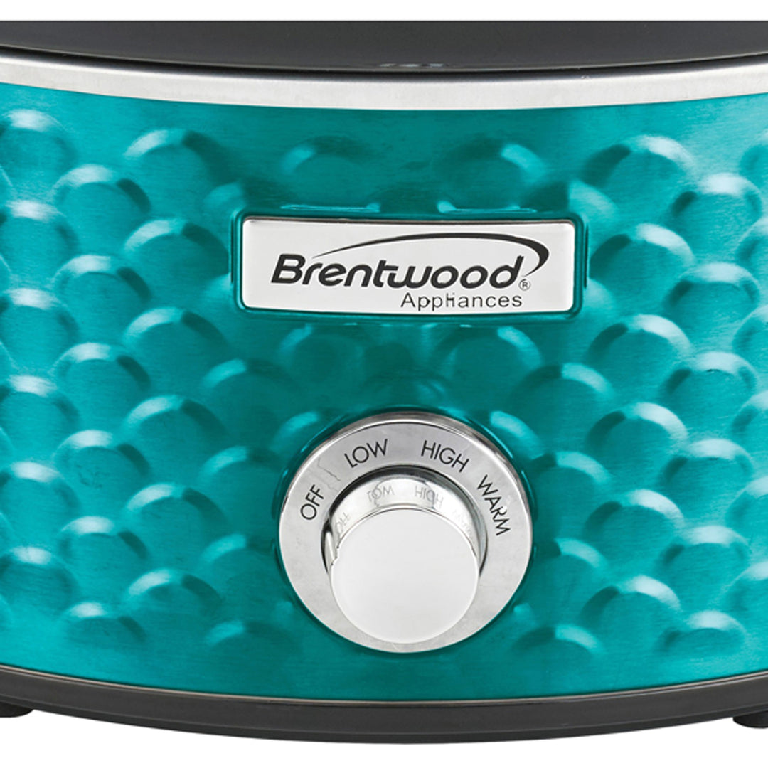 Brentwood 4.5-Qt. Scallop-Pattern Slow Cooker with Ceramic Pot, Blue - view 6